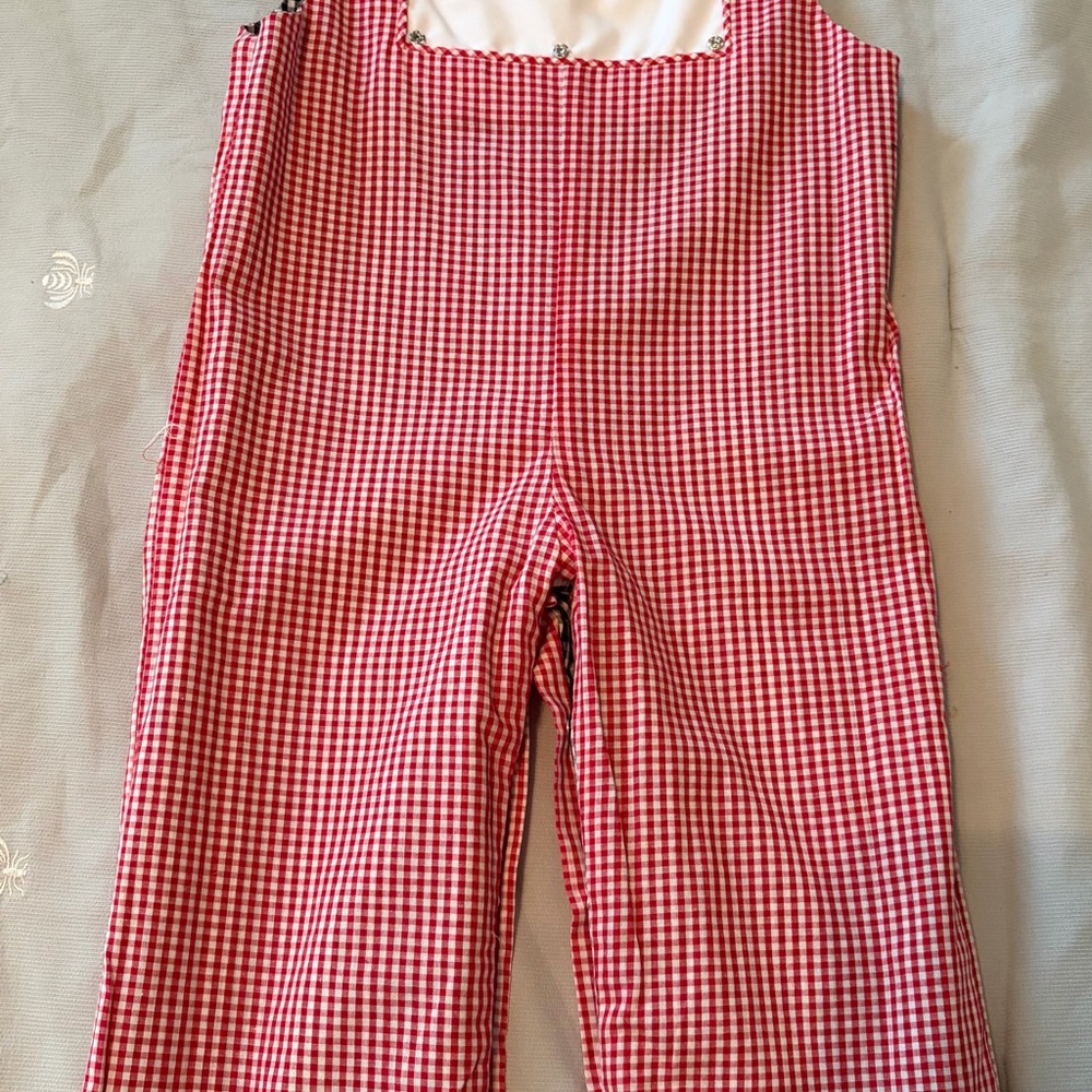 Red/Black Reversible Gingham Kids One-Piece Romper